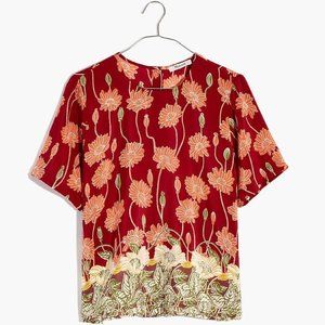 Madewell Silk Button-Back Pocket Top